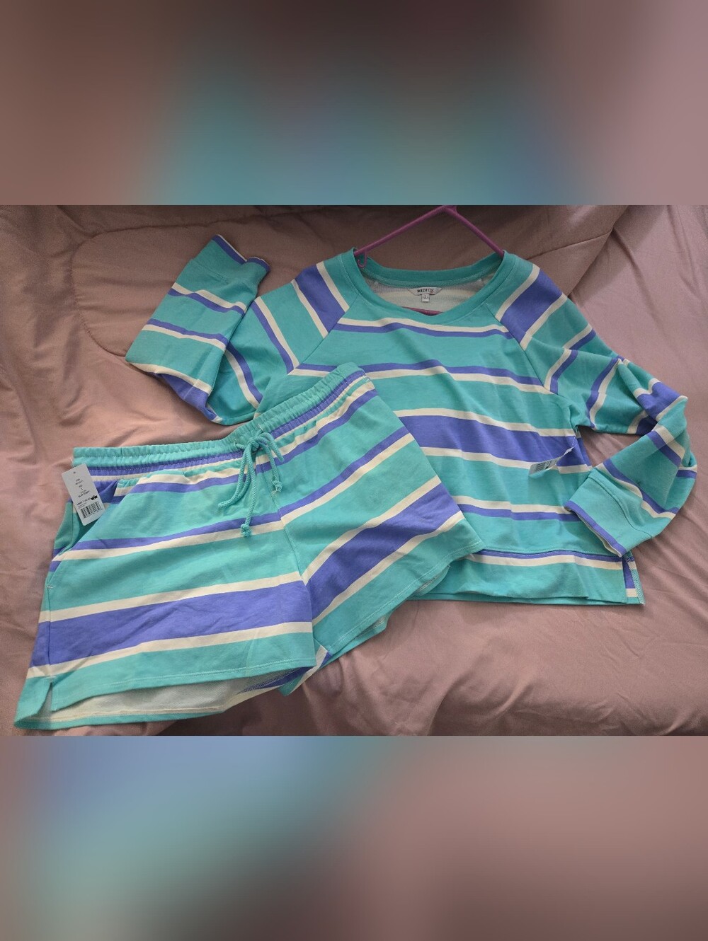 wild fox Turquoise, Lavender & White Striped Set